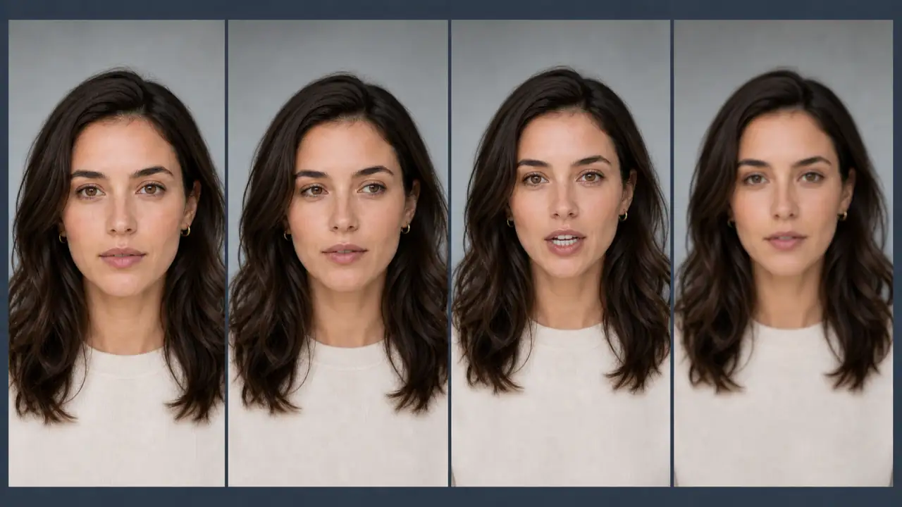 Four common face problems in photo-to-video AI: stable source, identity drift, mouth distortion, and blurred detail