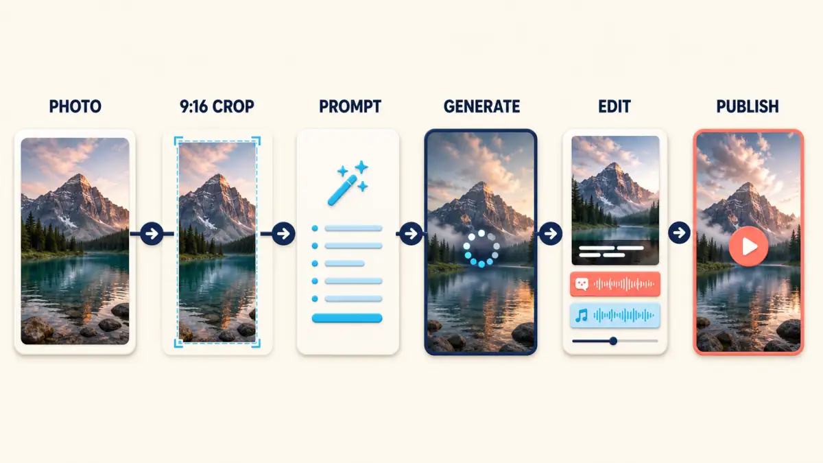 One photo transformed into a TikTok-ready vertical AI video workflow