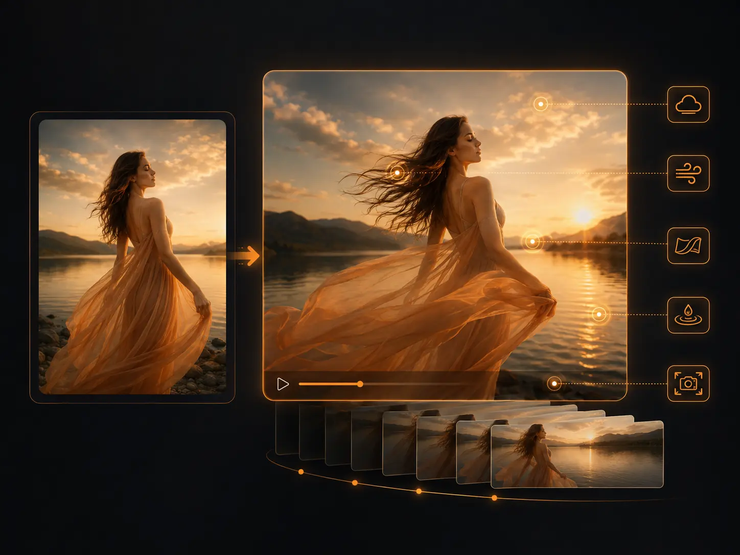 Photo to video AI example turning a still image into a naturally moving video