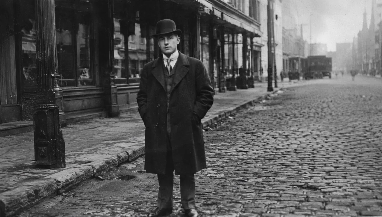 black-and-white historical portrait or street photo before animation