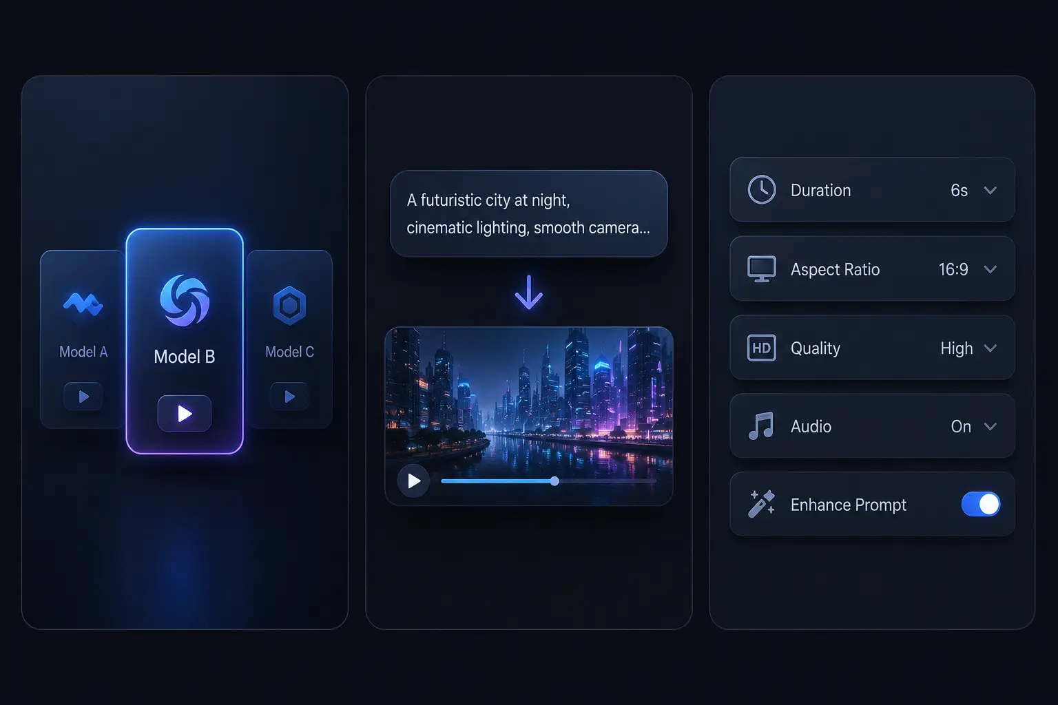 Text to video model selection workflow
